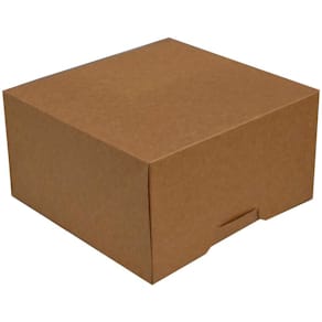 Kageæske m/hængslet låg, 220x220x120 mm, brun/hvid, 100 stk