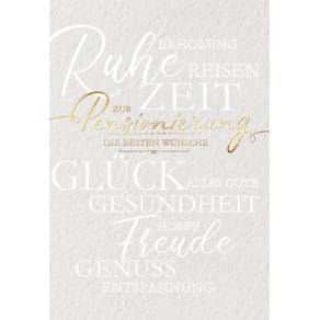 Pensionierungskarte, geprägt, 11,5 x 17 cm, mit Umschlag