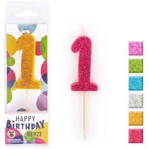 Geburtstagskerze BIRTHDAY FUN, Zahl 1, sortiert, 12x3,6x1,4 cm, 1