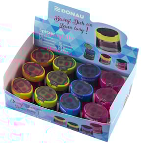 Dosenspitzer DONAU doppelt mit Deckel, sortierte Farben