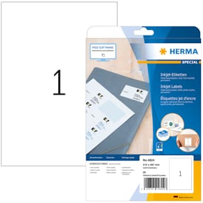 Etiketten HERMA A4 Inkjet, 297x210 mm, weiß, 25 Blatt