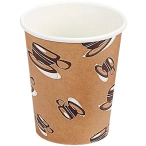 Kaffebæger brun 8 oz, single wall papir+PE, 1000 stk, palle 24