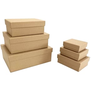 Geschenkkarton Packpapier, natur, 8x7x3 bis 21x16x7,5 cm, 6 Stück