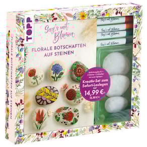 Kreativ-Set TOPP Sag's mit Blumen, 3 Steine, 4 Marker