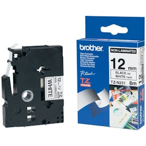 Tape BROTHER TZEN231 12mm svart på vit
