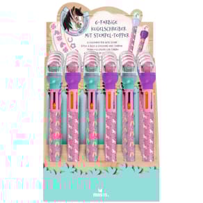Kugelschreiber MOSES 6-Farben, Pferdemotiv, mit Stempel-Topper