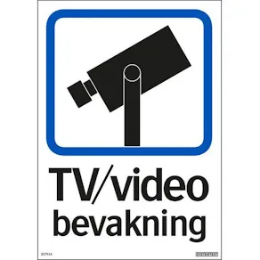 Skylt TV/video bevakning 210x297mm