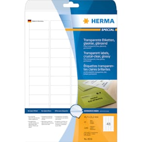 Folienetikett HERMA A4, 45,7x21,2 mm, klar, 1200 Stück