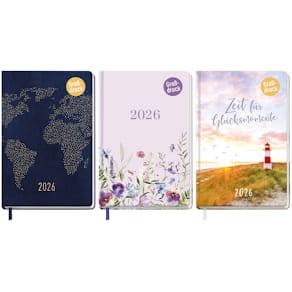 Buchkalender HÄFFT Großdruck, A5, 2026, Hardcover, sortiert