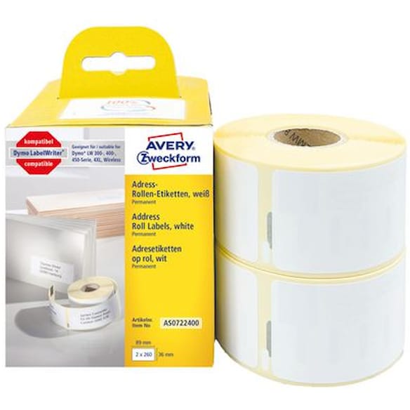 Etikett AVERY adresse 89x36mm (520)
