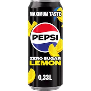 Frisdrank Pepsi Zero Sugar Lemon, blik van 33 cl, pak van 12