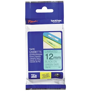 Schriftband Brother, laminiert, 12mm x 8m, grün/schwarz