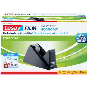 Tischabroller tesa Easy Cut ecoLogo, schwarz, Sparpack + 1 Rolle