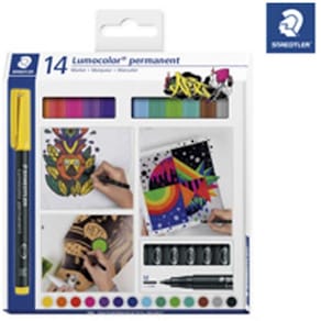 Permanent pen STAEDTLER Lumocolor 0,8–1,0 mm, assorteret, 14 stk