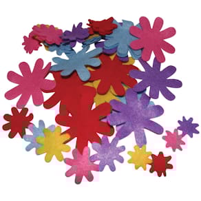 Vilten bloemetjes Bouhon, verschillende kleuren, zakje 50 stuks