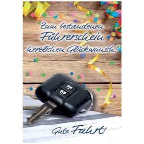 Glückwunschkarte KOMMA³ Führerschein