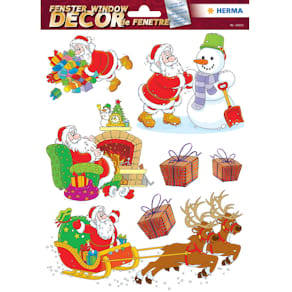Fensterbild HERMA Fröhlicher Weihnachtsmann, sortiert, 7 Stück