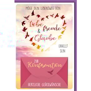 Glückwunschkarte Konfirmation, mit Prägung, inkl. Umschlag, bunt