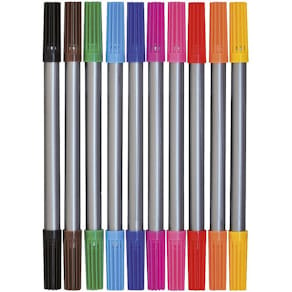Fiberpenna, med dubbelspets, 10 färger