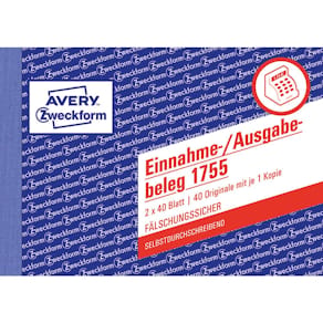Belegbuch Avery Zweckform 1755, A6, SD, 40 Blatt, weiß/gelb