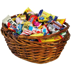 Godis Presentkorg brun inslaget 1,5kg