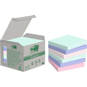 Notes POST-IT 100%recy 76x76 sort.f 6/fp