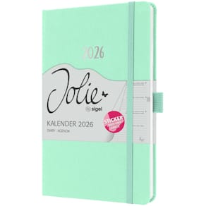 Buchkalender Sigel Jolie Feel 2026, A5, mighty mint