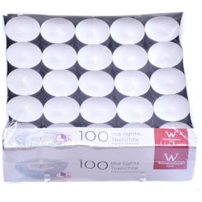 Teelichter Noname, weiß, 100 Stück, ca. 4 h Brenndauer