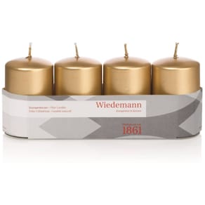 Kerze Adventsstumpen, 4 Stück, gold, 50×80 mm