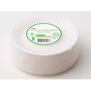 Engangs kaffetallerken Ø150 mm papir+PE komposterbar 100 stk