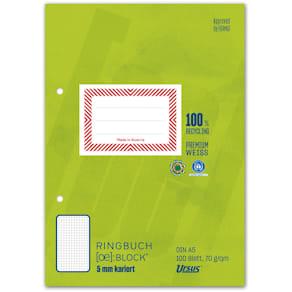 Ringbuchblock Staufen Green, A5, kariert, 100 Blatt