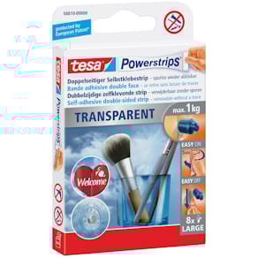 Kleefstrips Tesa Powerstrips Transparent, draagkracht 1 kg, 8 st.