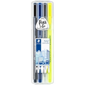 Fineliner STAEDTLER Triplus 0,5 mm, ass. farver, 4 stk