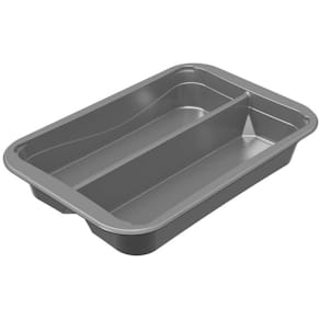 Plastbakke Færch 2-rums 1500 ml, PET sølv/sort, 216 stk