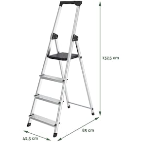 Trapladder Brasq SL400, aluminium, zilver, 4 treden