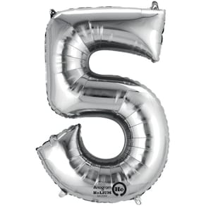 Folienballon Zahl 5, silber