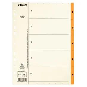 Pärmregister ESSELTE A4 1-5 Orange, flikförstärkt