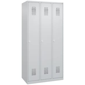 Garderobenschrank CP Basis PLUS, 3 Abteile, hellgrau