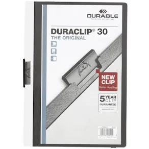 Klämmapp DURABLE Duraclip A4 Vit, 30 blad