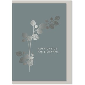 Trauerkarte KOMMA³, geprägt, mit Heißfolienveredelung, weiß/sch￼w