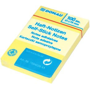 Haftnotizblock DONAU, 100 Blatt, 51 x 76 mm, gelb