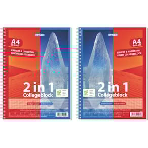 Collegeblock STYLEX Duo, A4, 80 Blatt, liniert/kariert, rot/blau