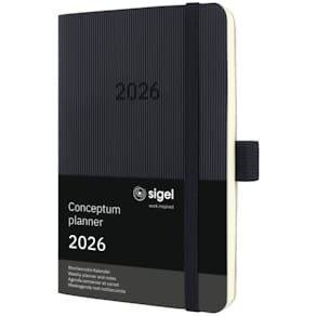 Buchkalender Sigel Notizen 2026, A6, schwarz