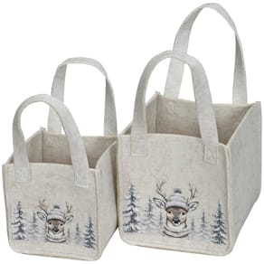 Tragetasche, 2 St., Filz, creme (weihnachtlich)