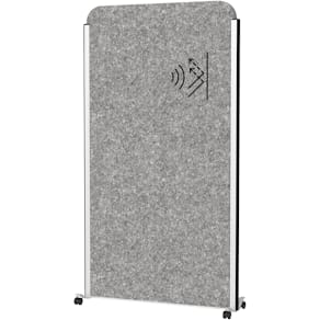 Scheidingswand MAUL Cocoon, 100x180 cm, grijs, frame zilver, mob