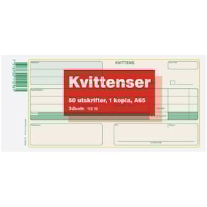 Kvittens A65 med kopia, 2x50 blad, 5st