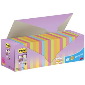 Notesedler Post-it Super Sticky, 76 x 76 mm, ass., 24 stk