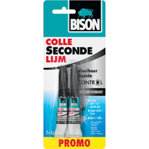 Secondelijm Bison Control Vloeibaar, tube van 3 g, promo blister