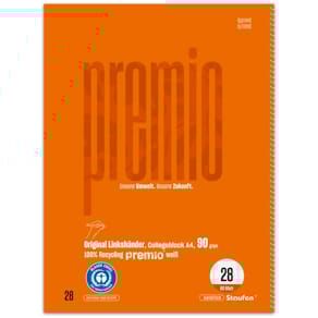 Collegeblock Staufen Premio, A4, 80 Blatt, 5 mm kariert, orange