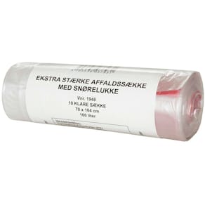 Affaldssække LDPE 30 µm, 72x112 cm, fødevaregodkendt, 10 stk